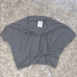 Waffle Knot Knotted Cowl Neck Top